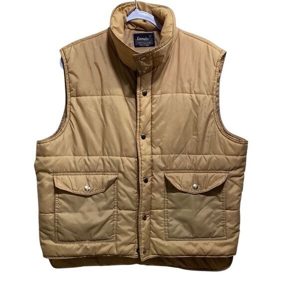 Cascadia Other - Cascadia‎ Men’s Collection Tan Insulated Puffer Vest XL Vintage Nylon Snap Zip